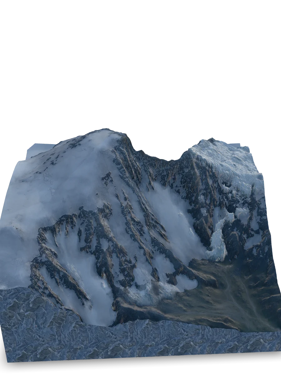 Statische 3D-Geländevorschau von Mount Sanford